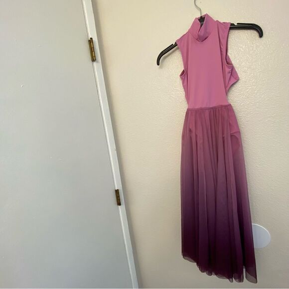 Weissman Elite dance costume maxi ombre purple pink dress Only Love D13873 IC - Picture 2 of 12
